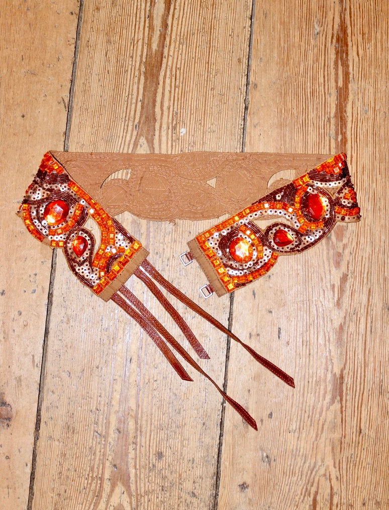 Dries Van Noten beaded belt with leather straps