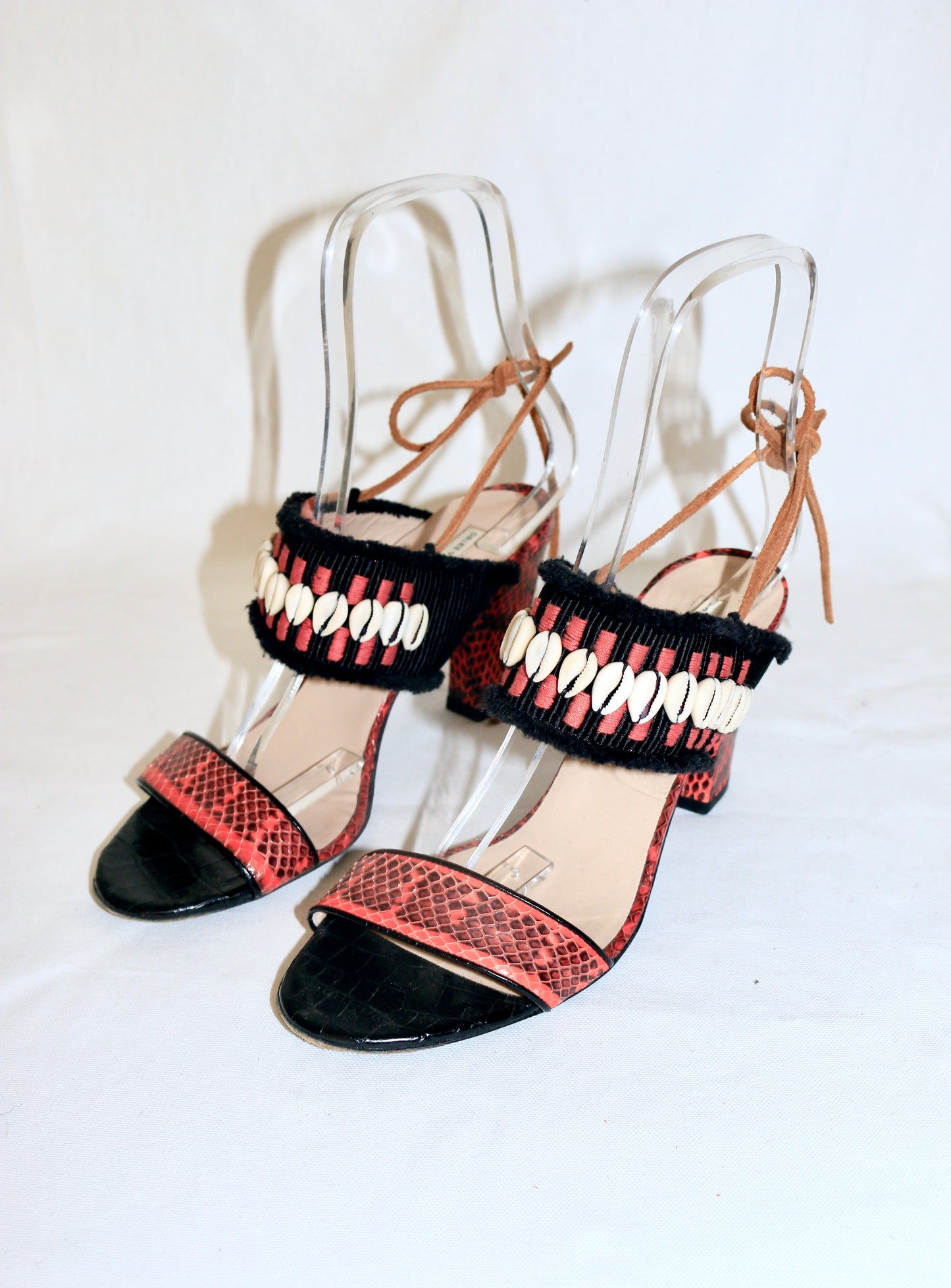 Dries Van Noten beaded snake print heels