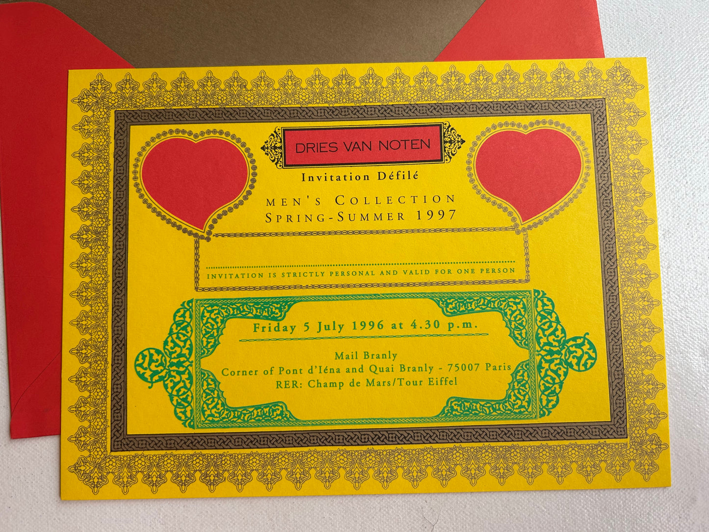 Dries Van Noten Men S/S 1997 Invitation
