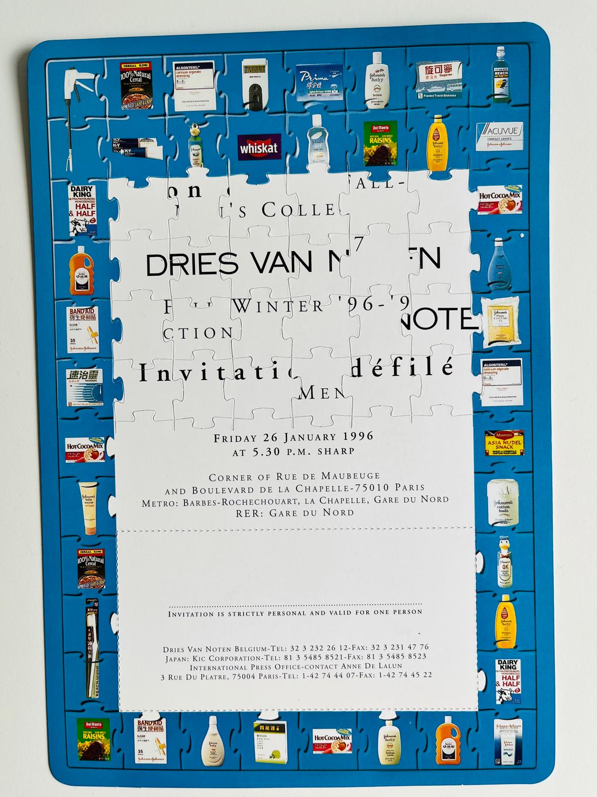 Dries Van Noten Men Winter '96-'97 Invitation