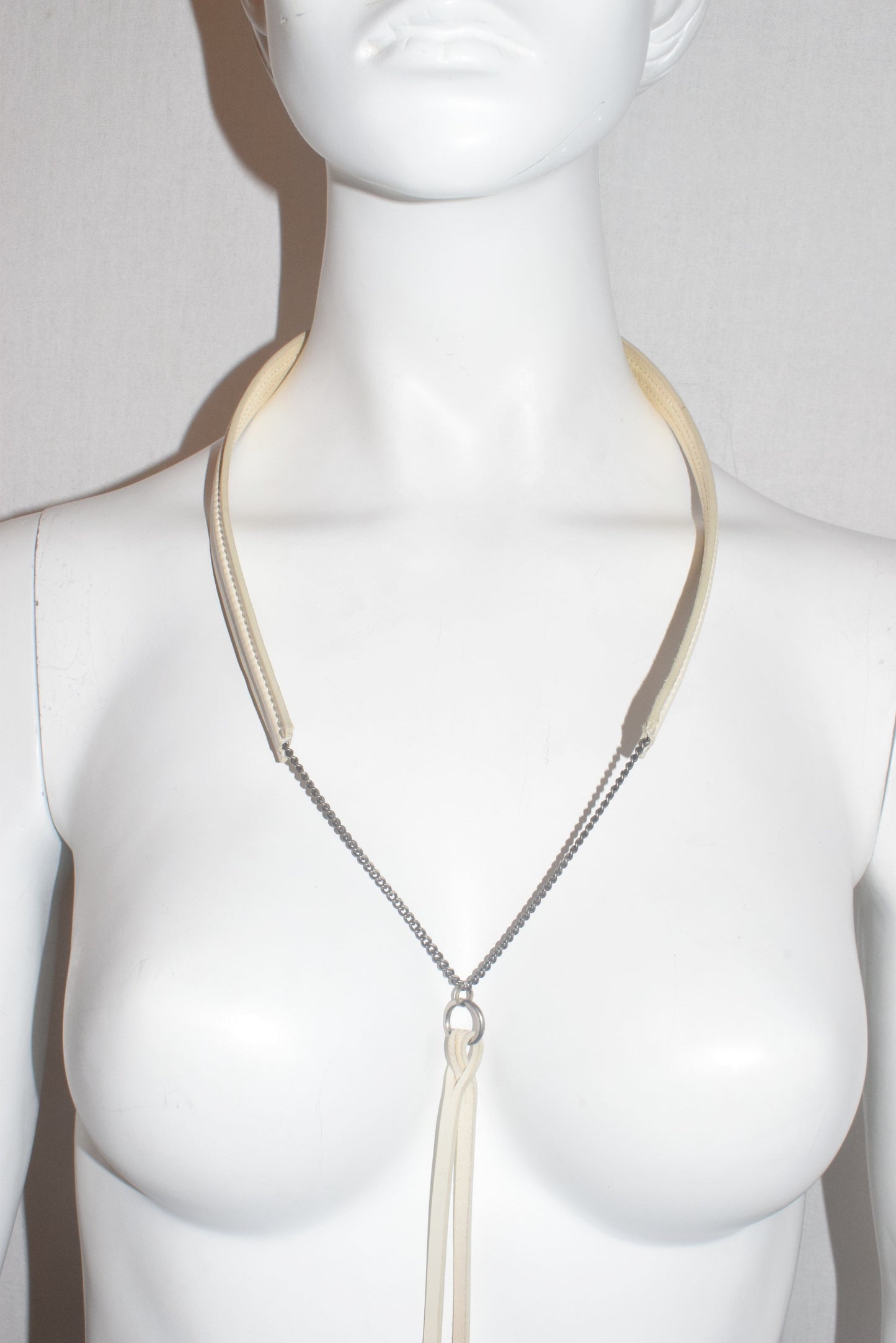Ann Demeulemeester leather necklace with feathers