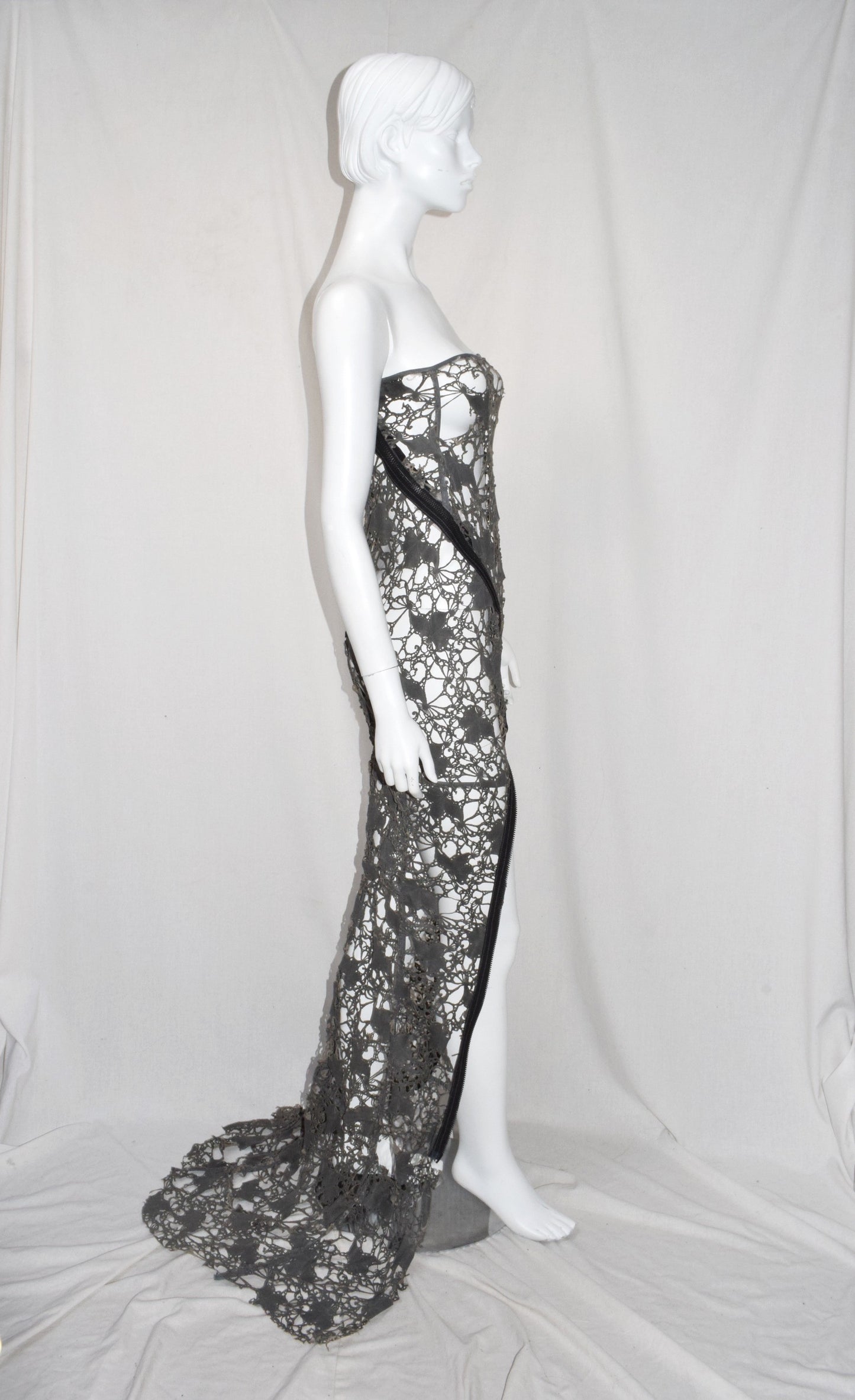 Haider Ackermann lasercut leather bustier dress