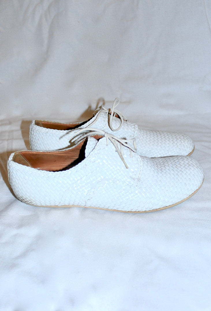 Dries Van Noten leather woven shoes