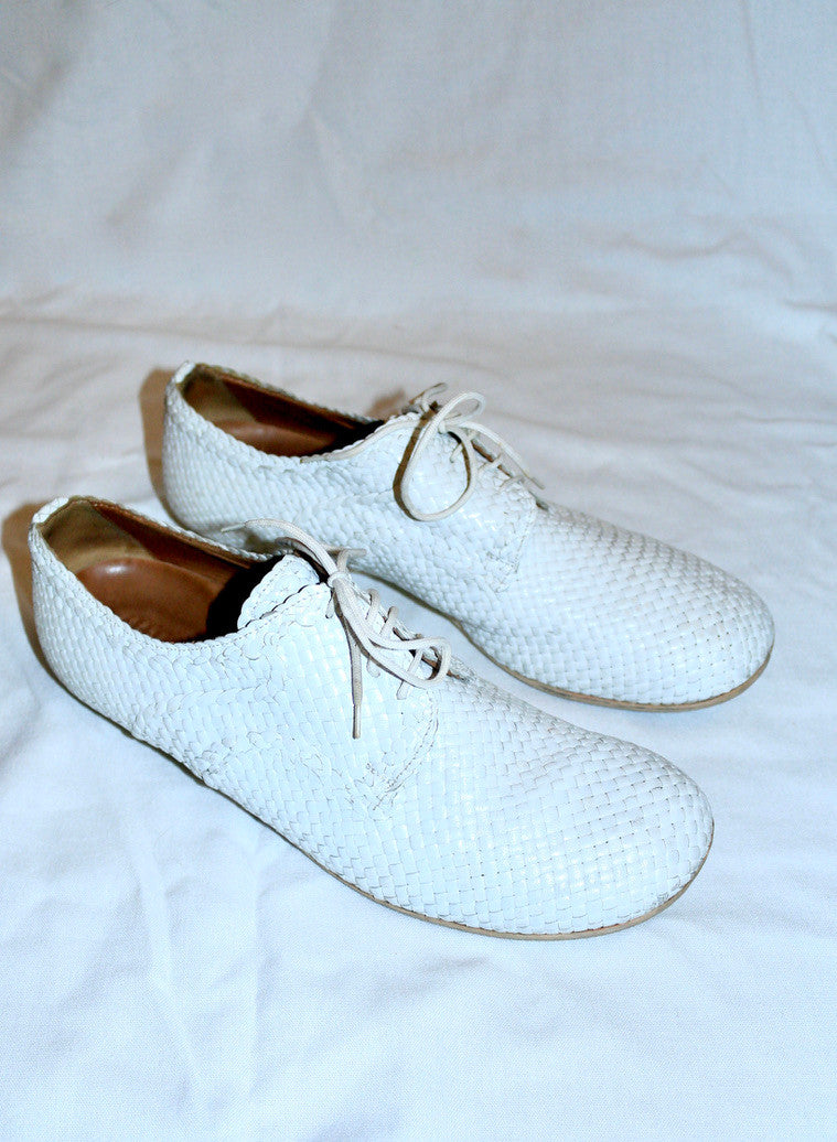 Dries Van Noten leather woven shoes