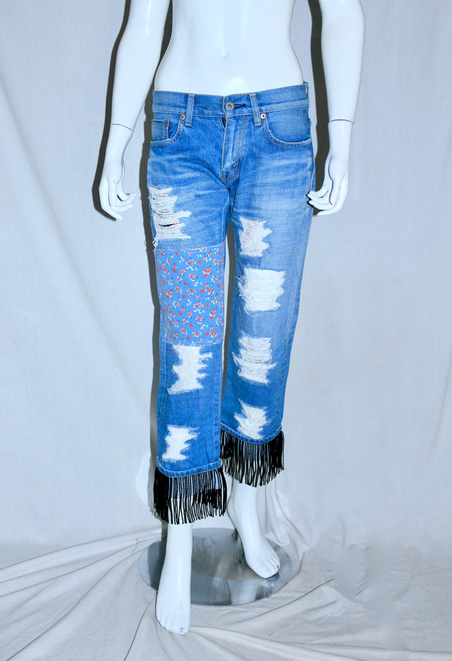 Junya Watanabe ripped printed jeans SS14