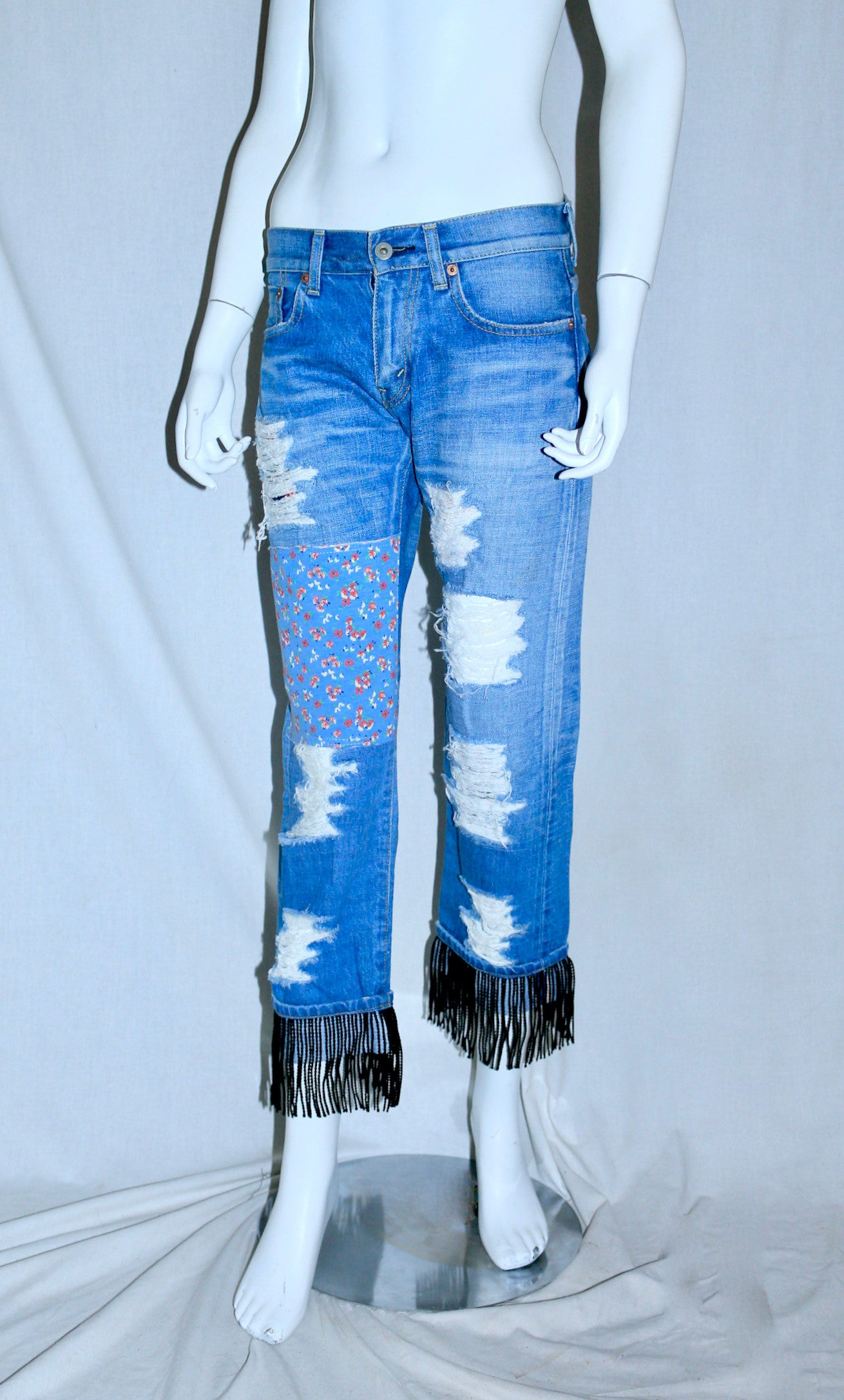 Junya Watanabe ripped printed jeans SS14