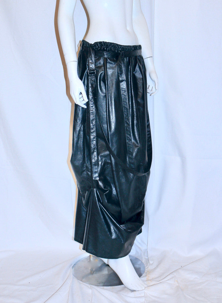 Ann Demeulemeester midi leather skirt SS03