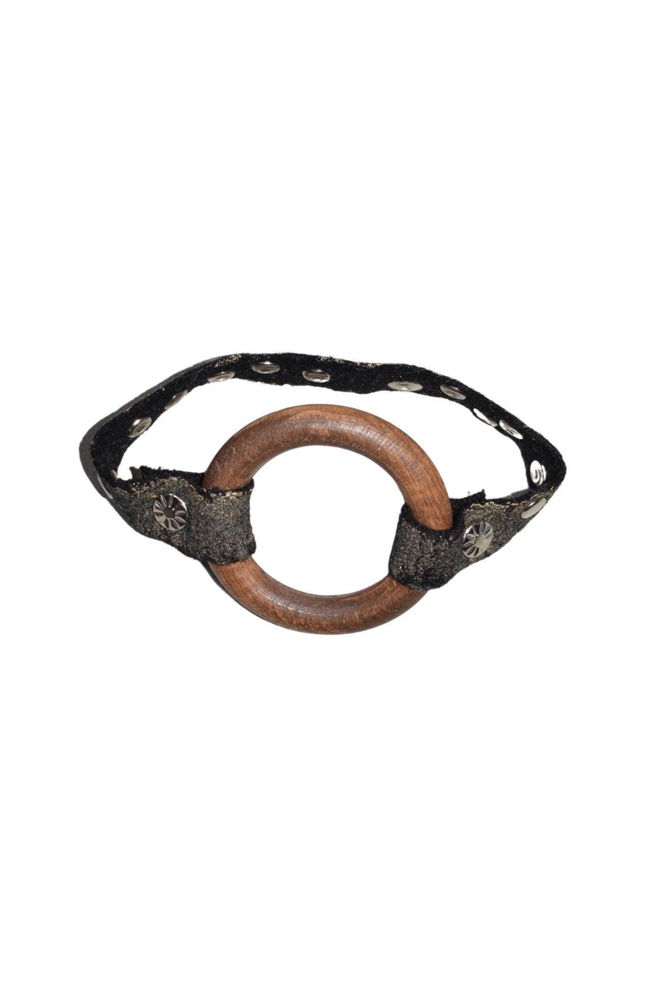 1000MORCEAUX leather bracelet with wooden detail