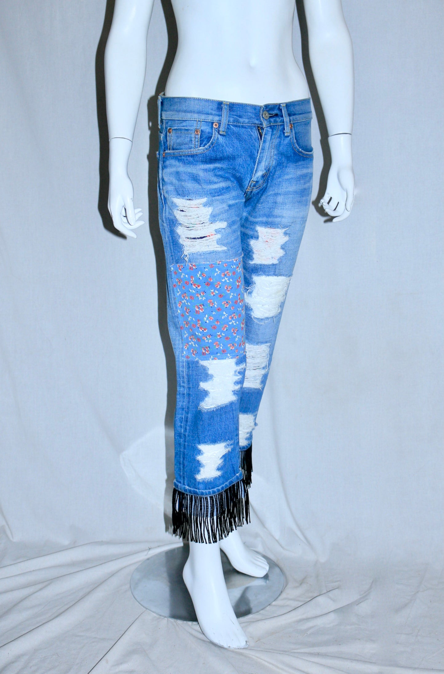 Junya Watanabe ripped printed jeans SS14