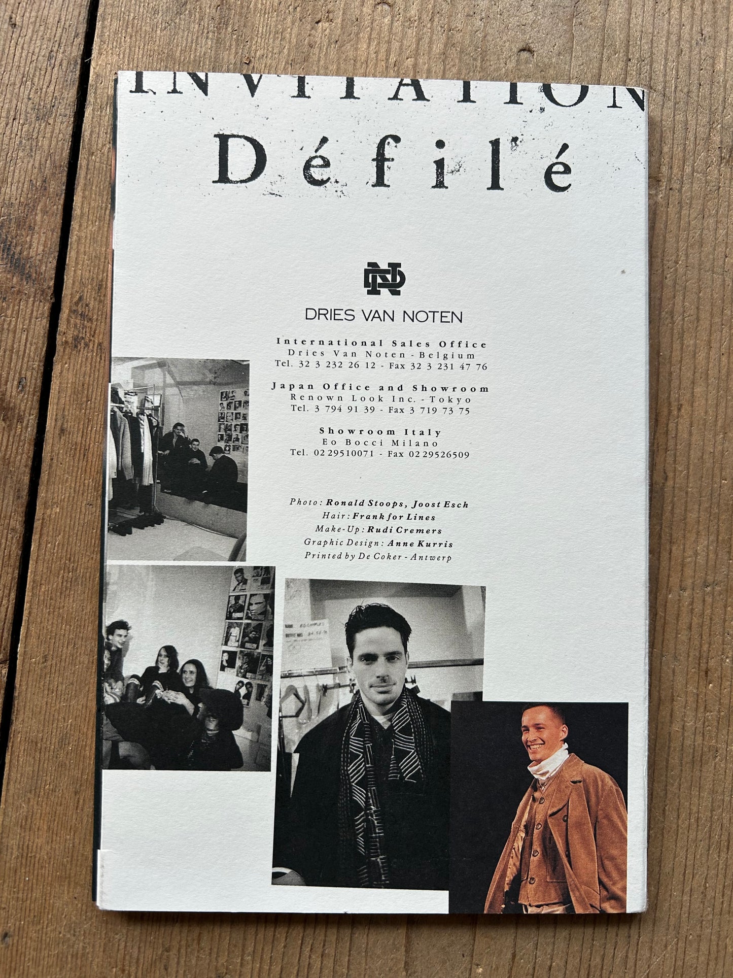 Dries Van Noten Men winter 1992-1993 booklet