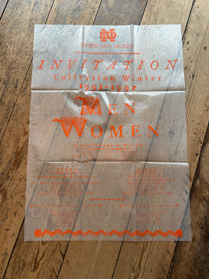 Dries Van Noten Winter collection 1991 - 1992 Invitation poster