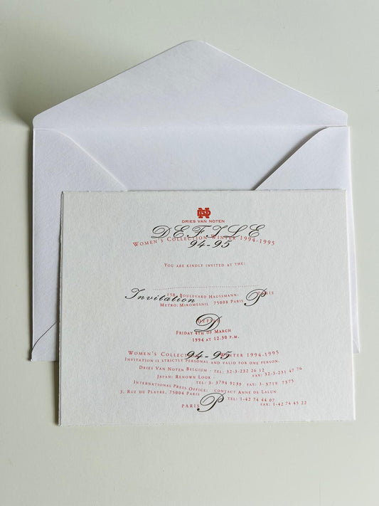 Dries Van Noten Women Winter 1994 - 1995 Invitation
