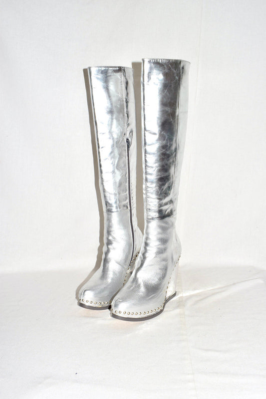 A.F. Vandevorst silver metallic boots