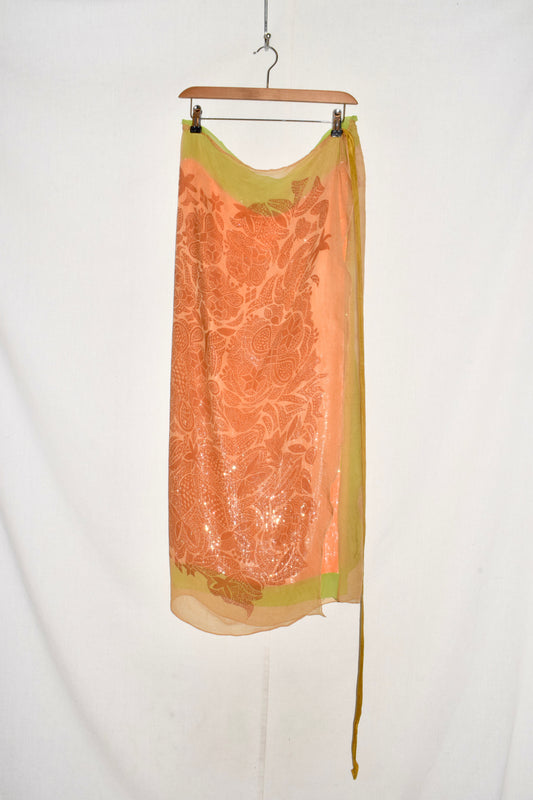 Dries Van Noten midi wrap skirt with sequin details SS97