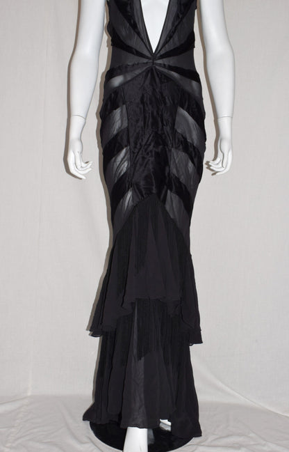 Ann Demeulemeester long silk fringe dress
