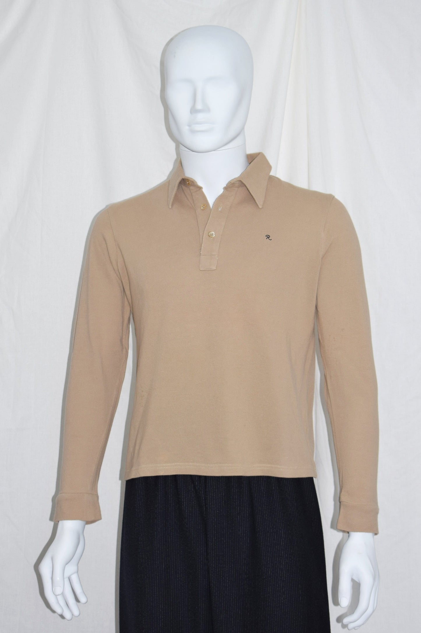Raf Simons beige long sleeve polo