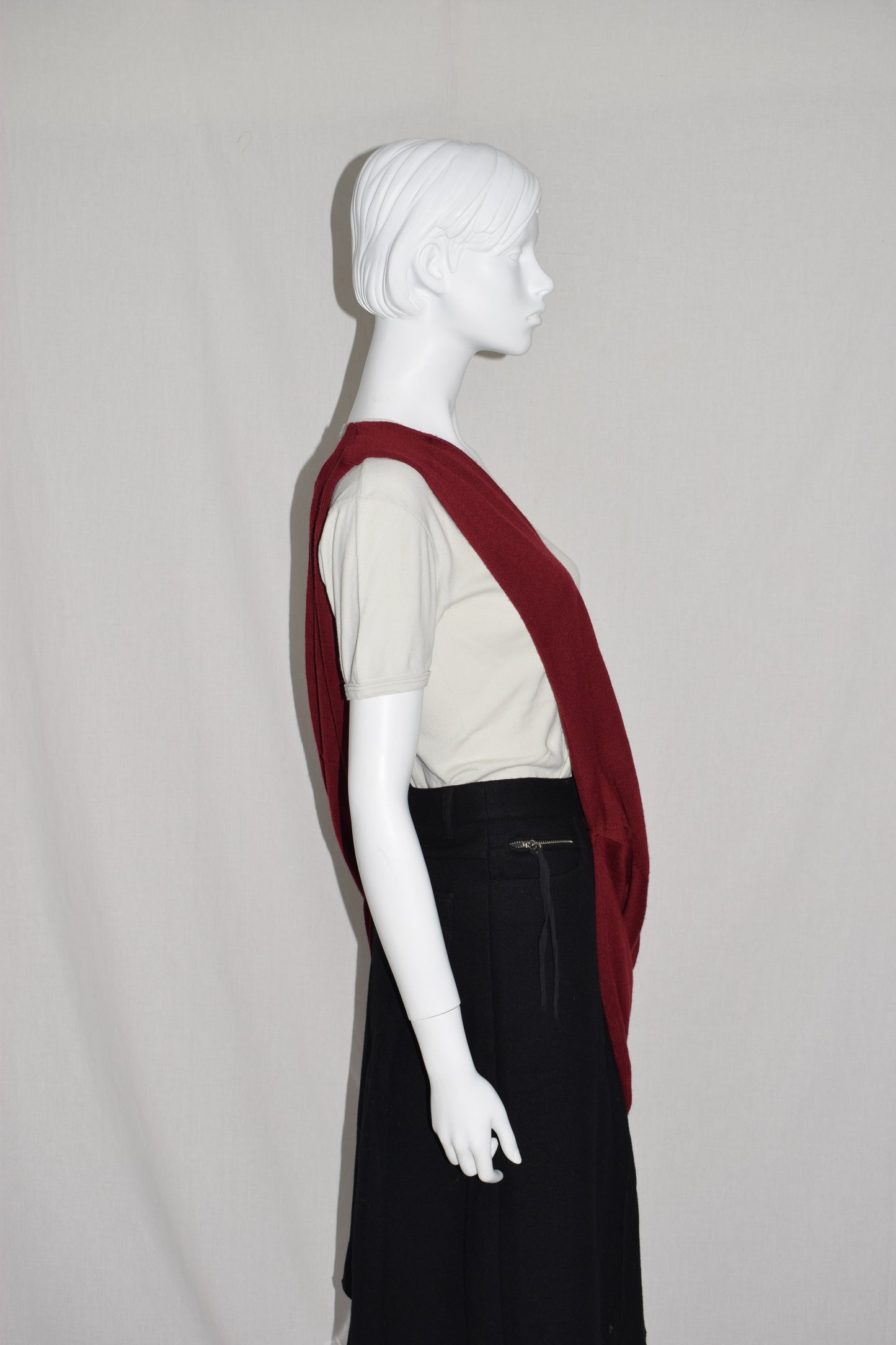 Maison Martin Margiela burgundy sweater sack bag SS95