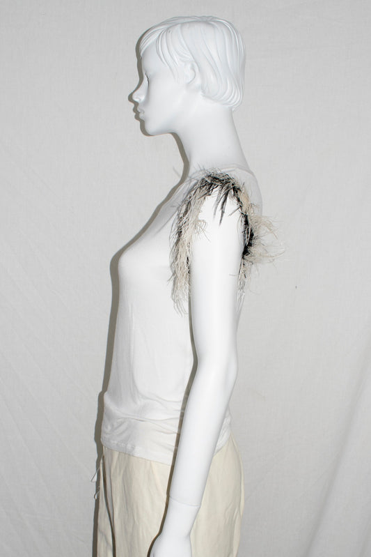 Ann Demeulemeester removable feather sleeve tank