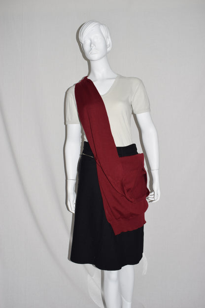 Maison Martin Margiela burgundy sweater sack bag SS95