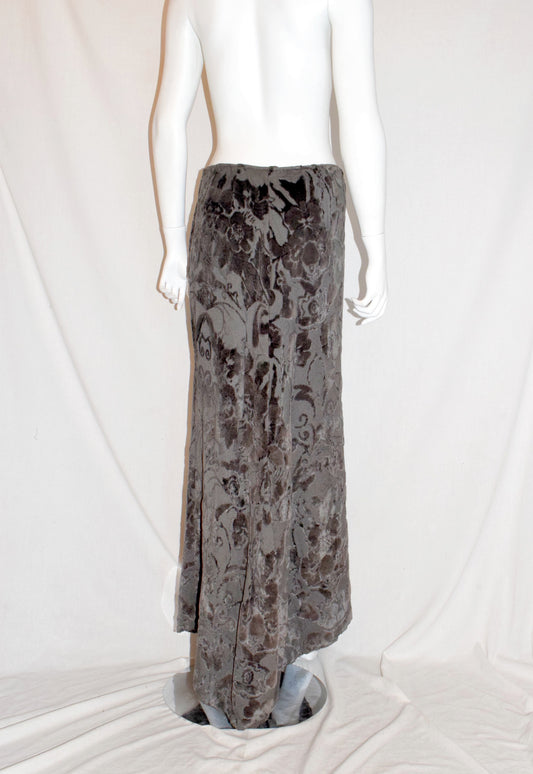 Ann Demeulemeester maxi skirt with velvet details AW94