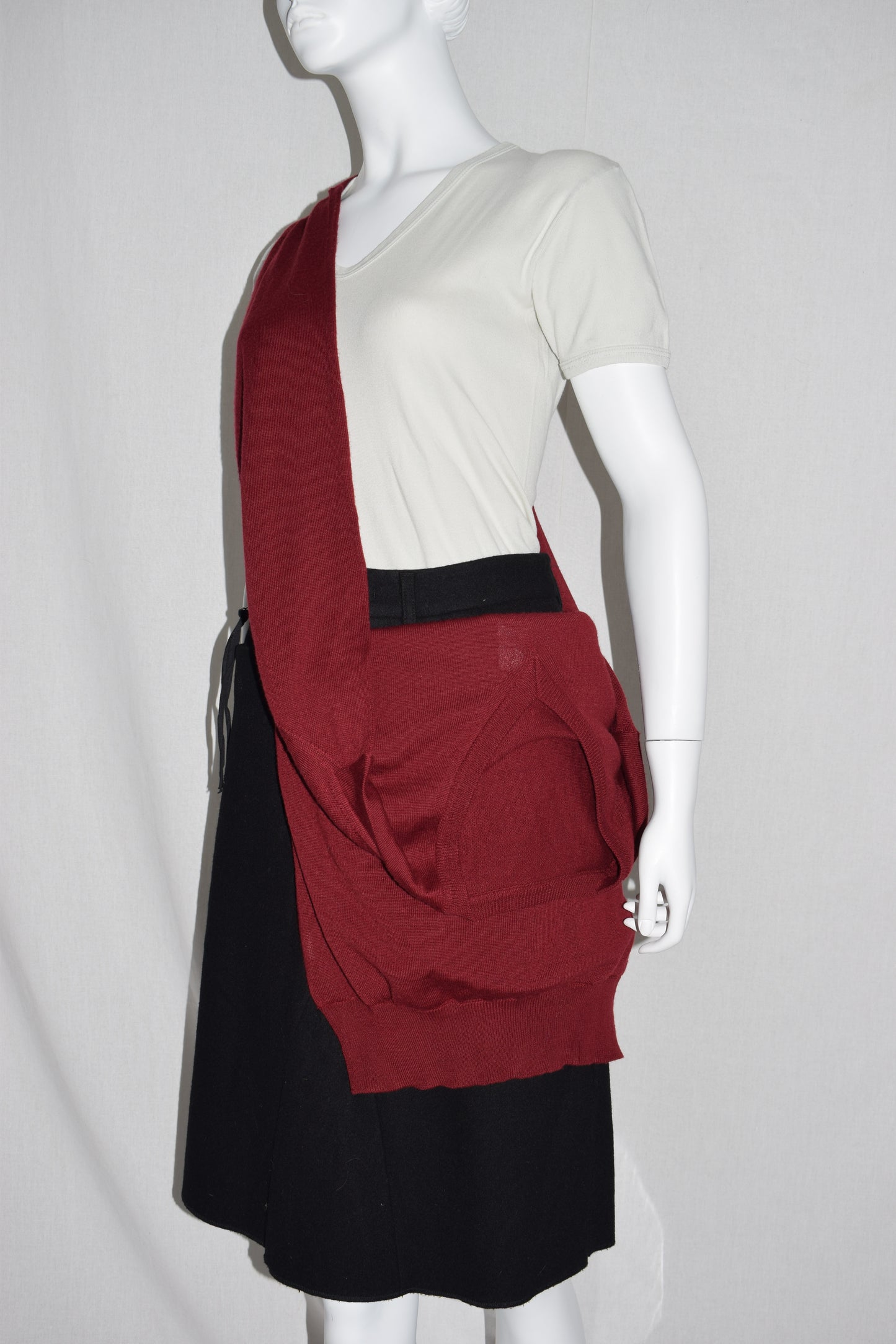 Maison Martin Margiela burgundy sweater sack bag SS95