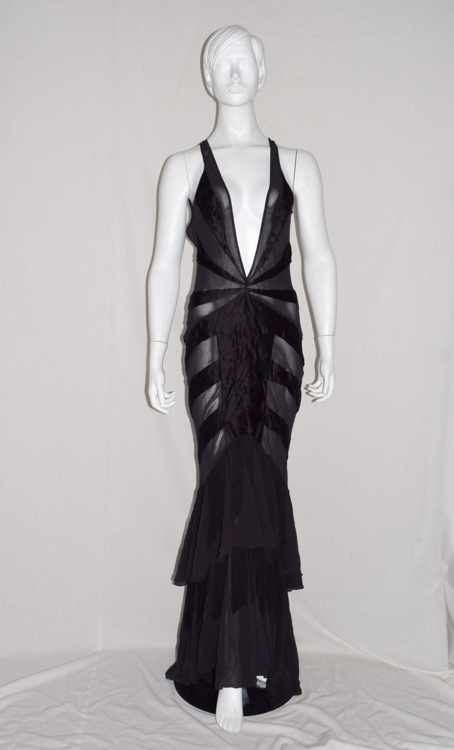 Ann Demeulemeester long silk fringe dress