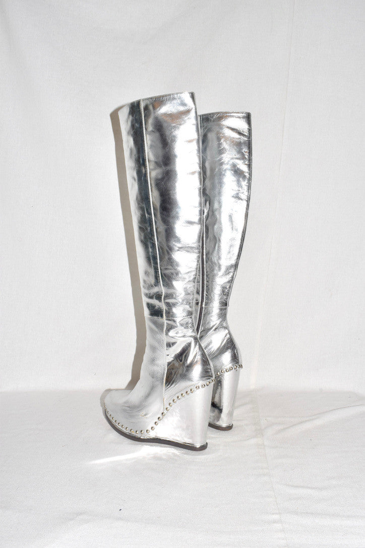 A.F. Vandevorst silver metallic boots