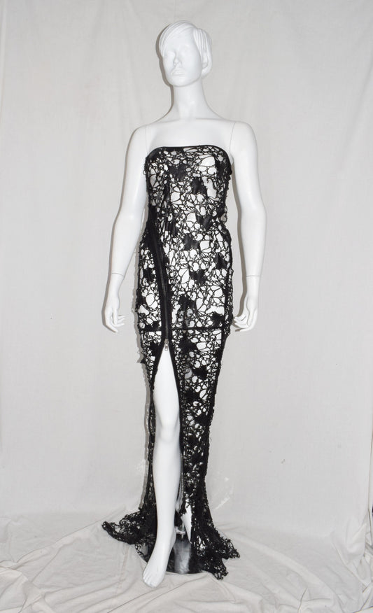 Haider Ackermann lasercut leather bustier dress
