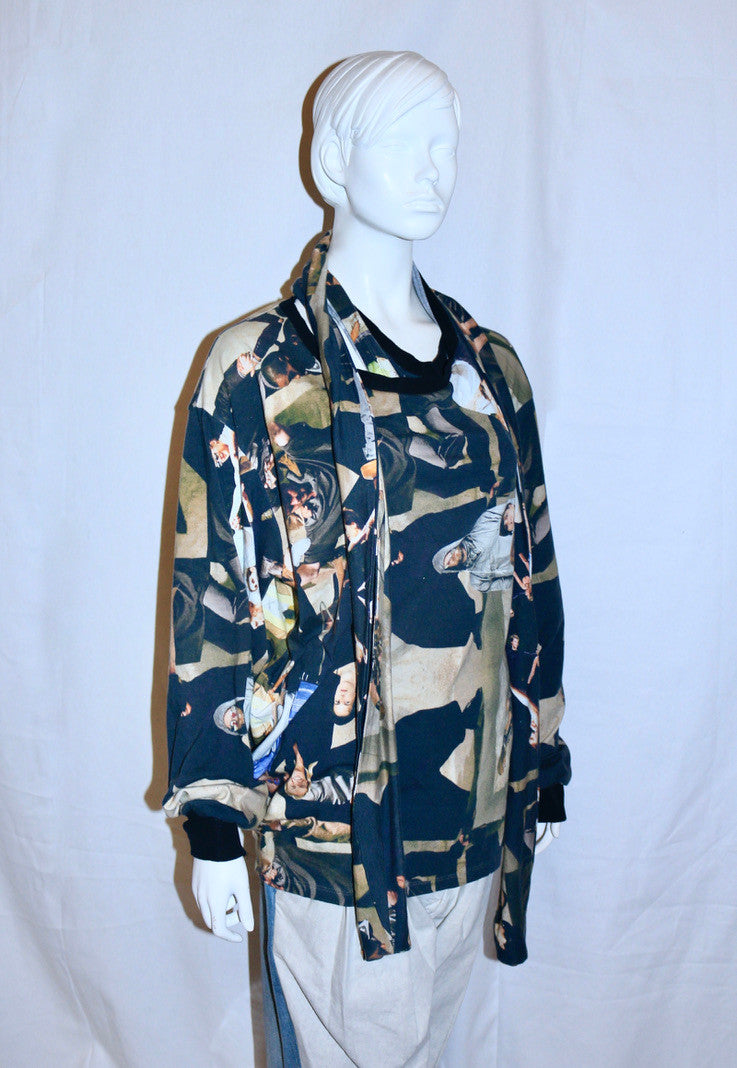 BLESS N°40 crowd print wrap cardigan