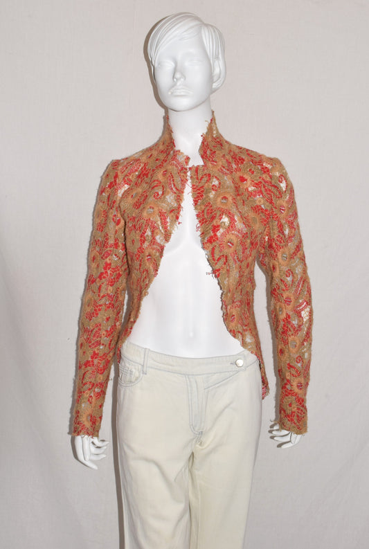 Comme des Garçons sheer lace crochet floral jacket