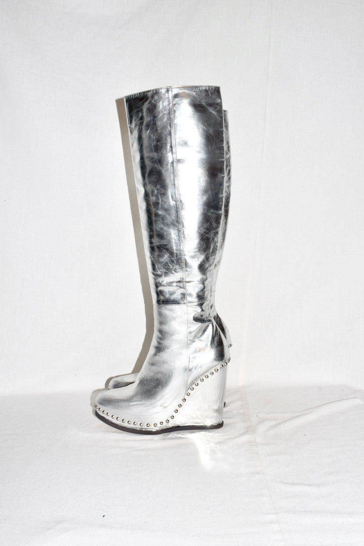 A.F. Vandevorst silver metallic boots