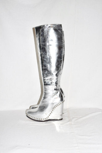 A.F. Vandevorst silver metallic boots
