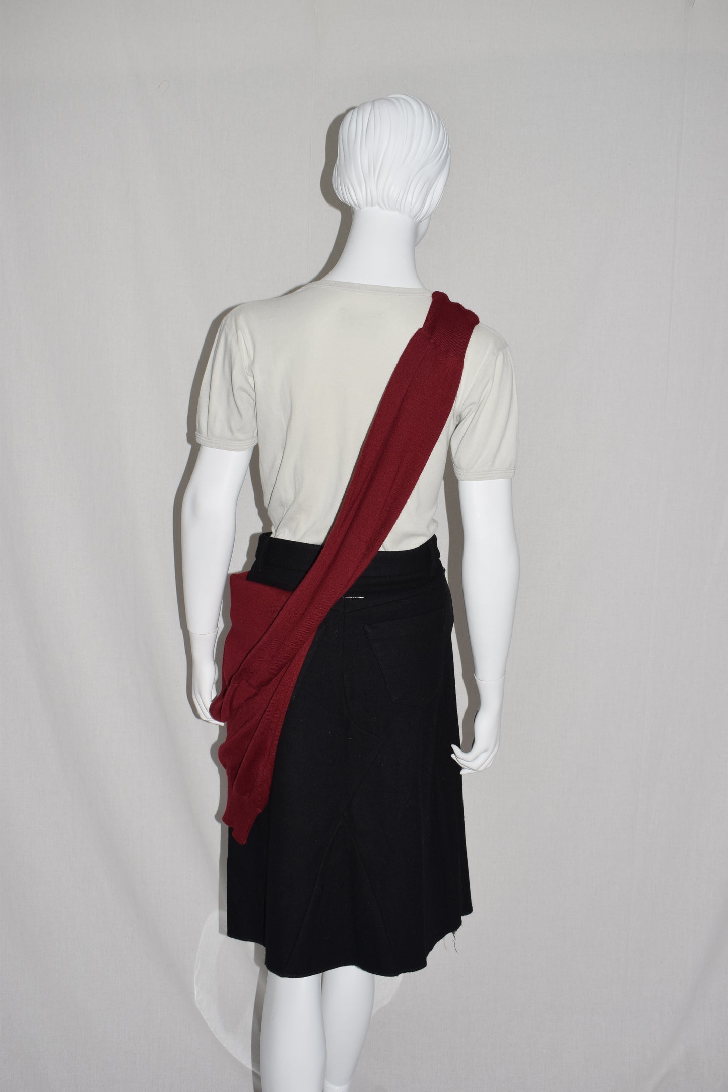 Maison Martin Margiela burgundy sweater sack bag SS95