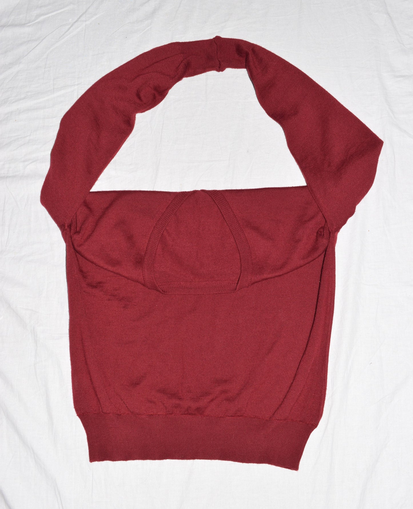 Maison Martin Margiela burgundy sweater sack bag SS95