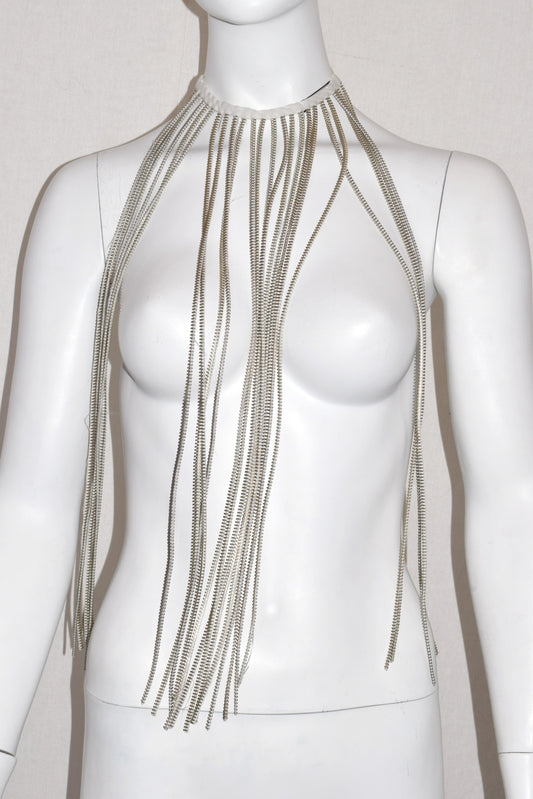 Ann Demeulemeester metal fringe zipper necklace