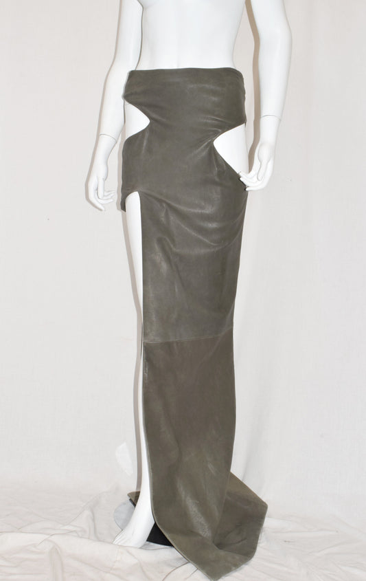 Haider Ackermann cut out leather skirt