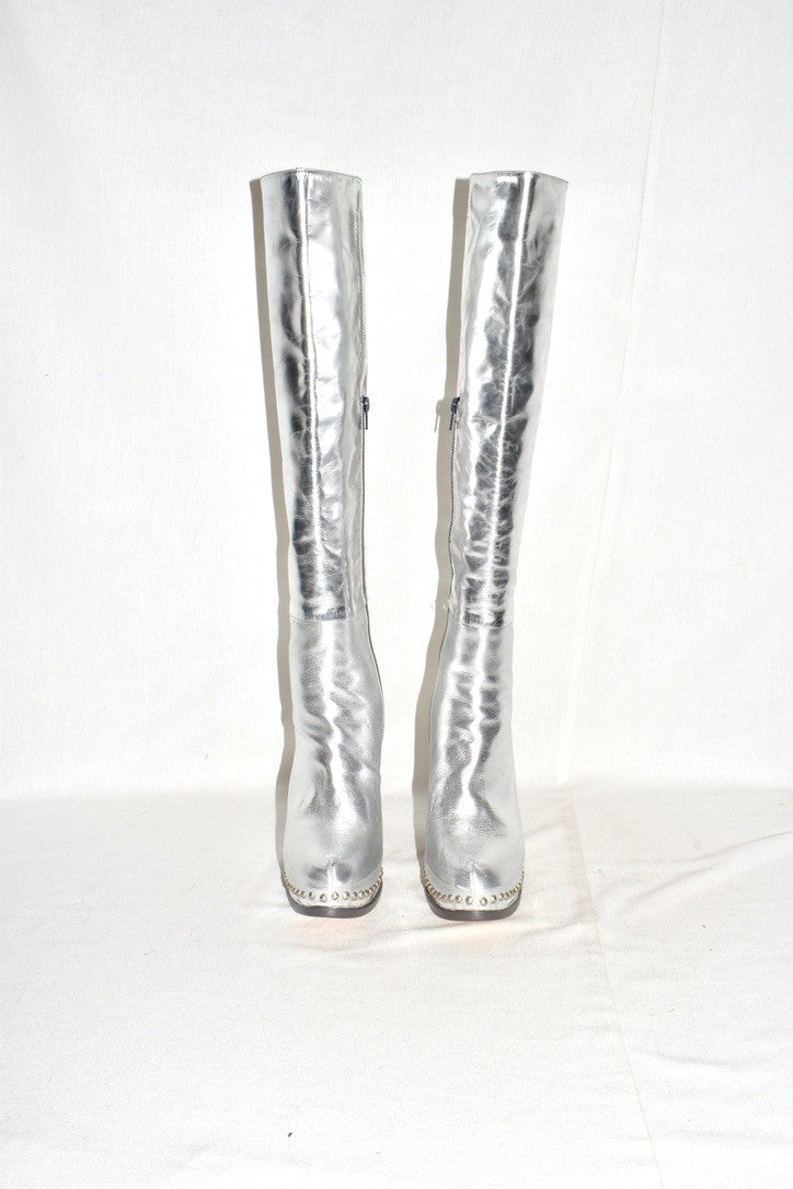 A.F. Vandevorst silver metallic boots