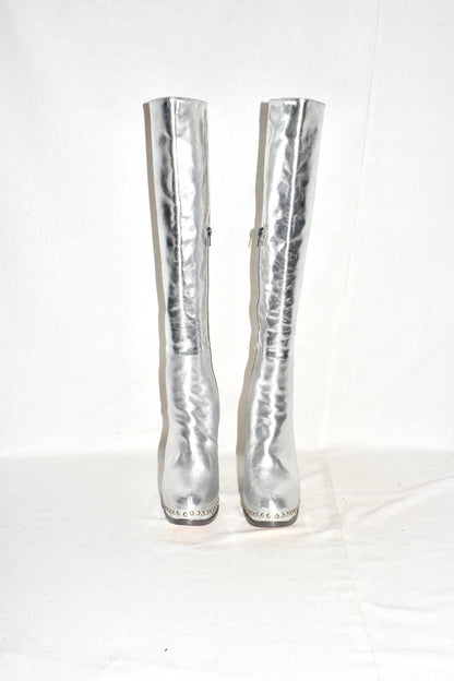A.F. Vandevorst silver metallic boots